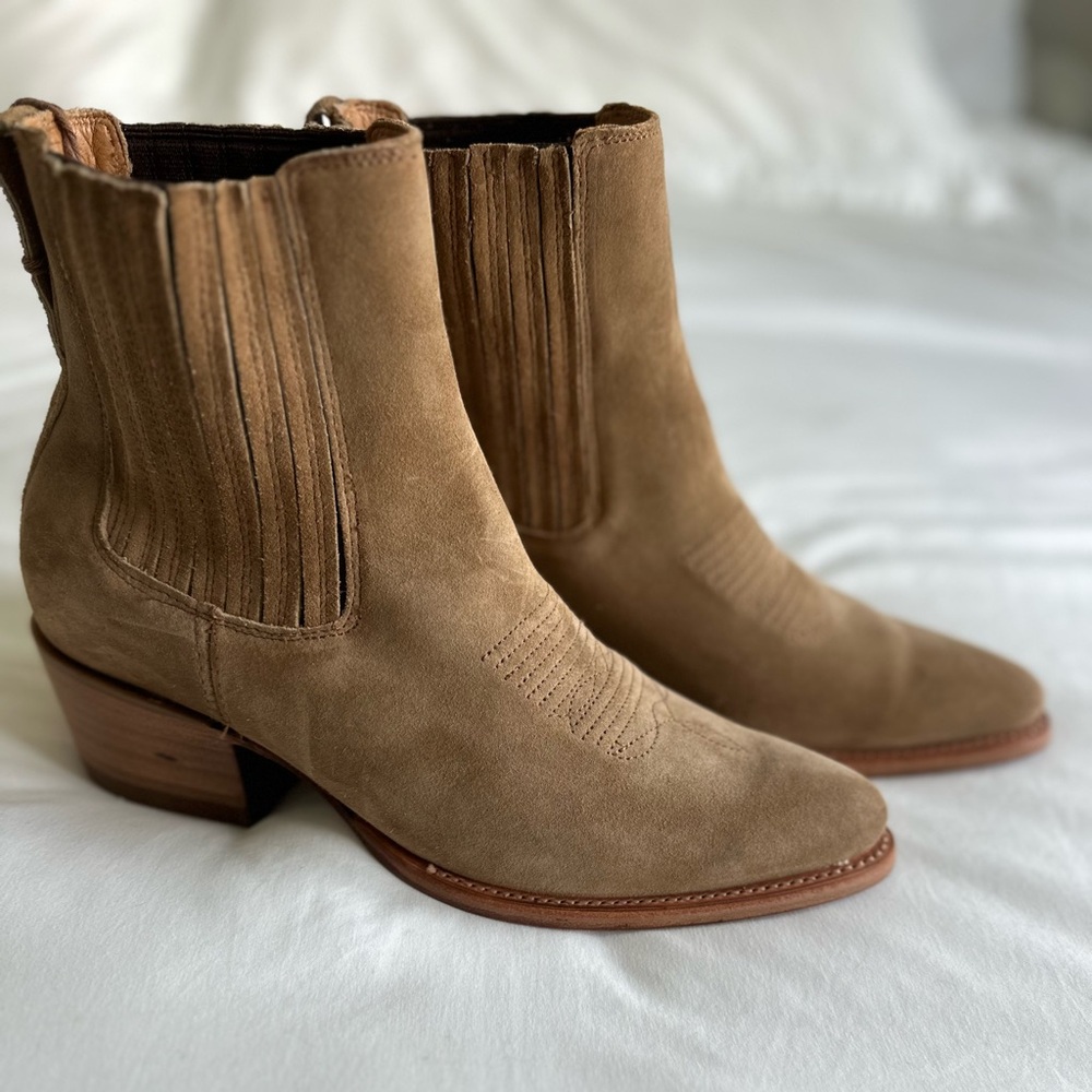 Tecovas Brown Suede Heeled Boots